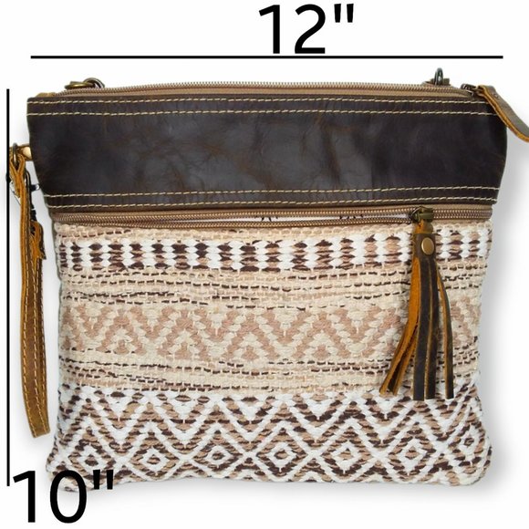 Myra Bags Upcycled Weekender Bag - Canvas, Leather Accents, Vintage Style (S-1973)